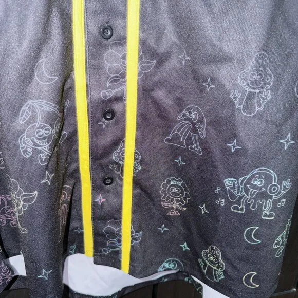 Levity Cloud 9 Black and Rainbow Rave EDM Festival Baseball Jersey Size XL - Picture 5 of 7